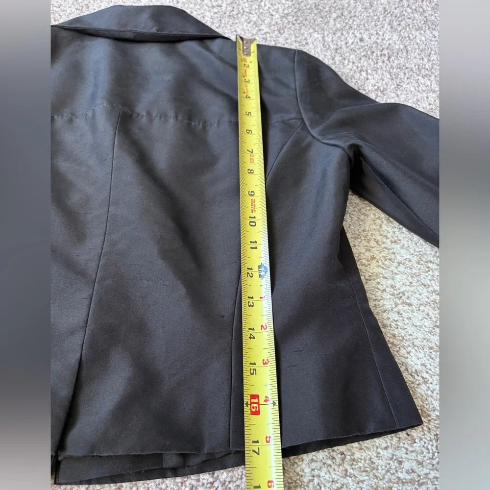 Talbot's Pure Silk One Button Blazer Jacket Cropped Black Size 6 - Picture 7 of 11
